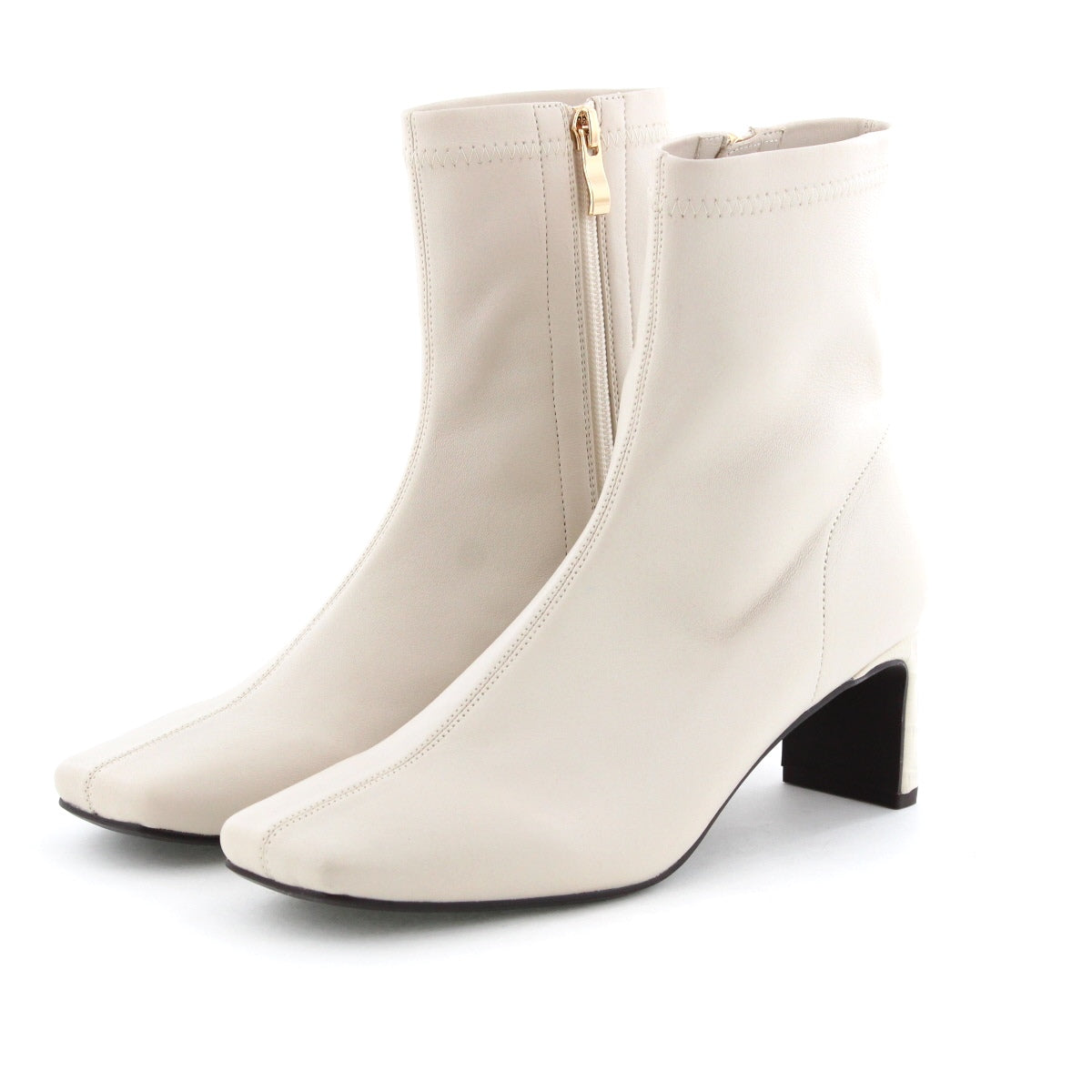 【25AW】スクエアトゥストレッチプレートヒールブーツ/554405