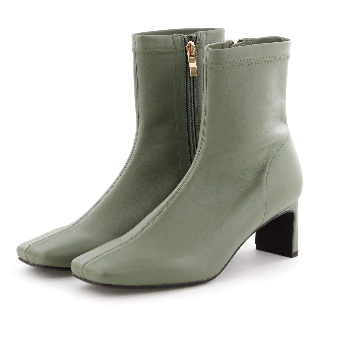 【25AW】スクエアトゥストレッチプレートヒールブーツ/554405