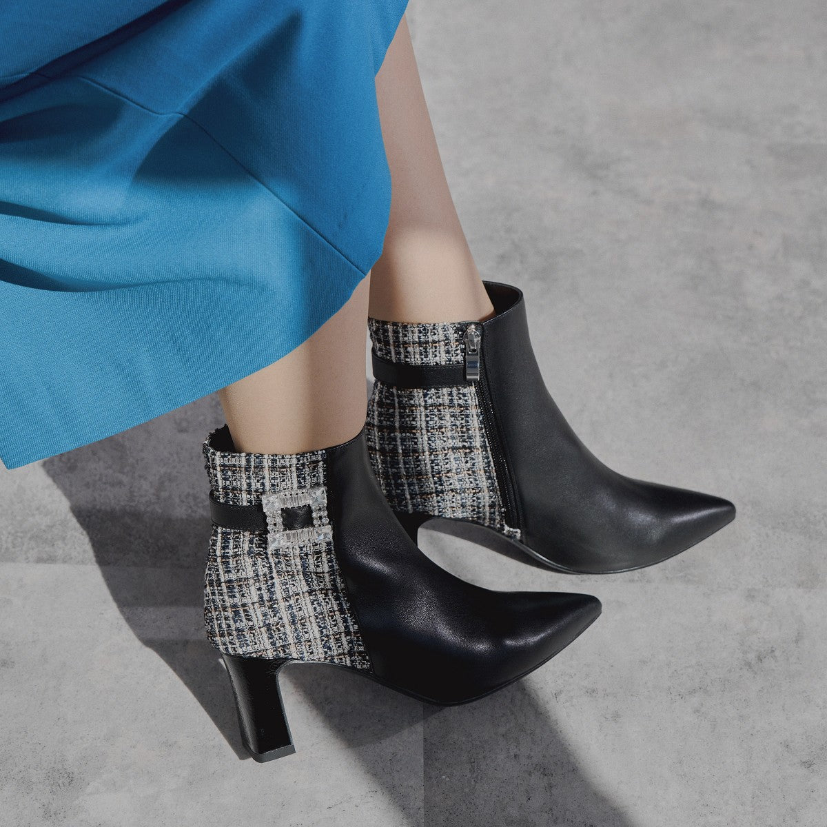 【SALE】ビジューバックルヒールブーツ/544406