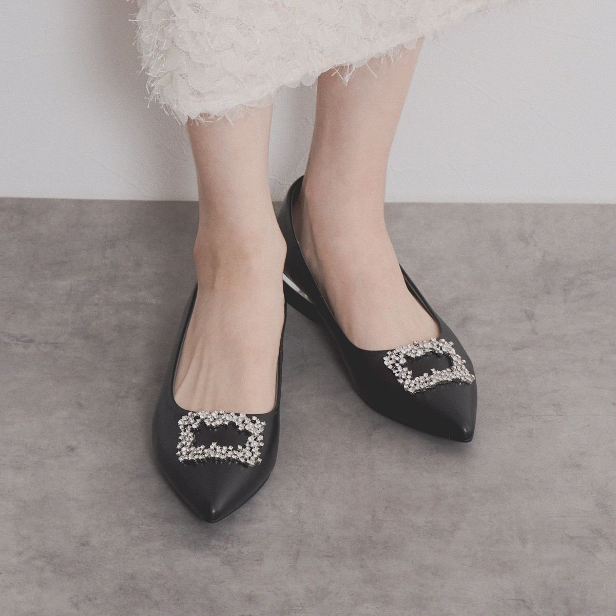 【SALE】スクエアビジューモチーフパンプス/554102
