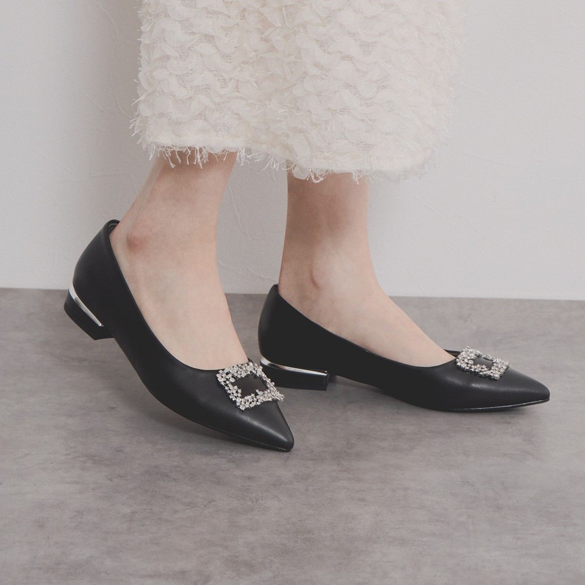 【SALE】スクエアビジューモチーフパンプス/554102