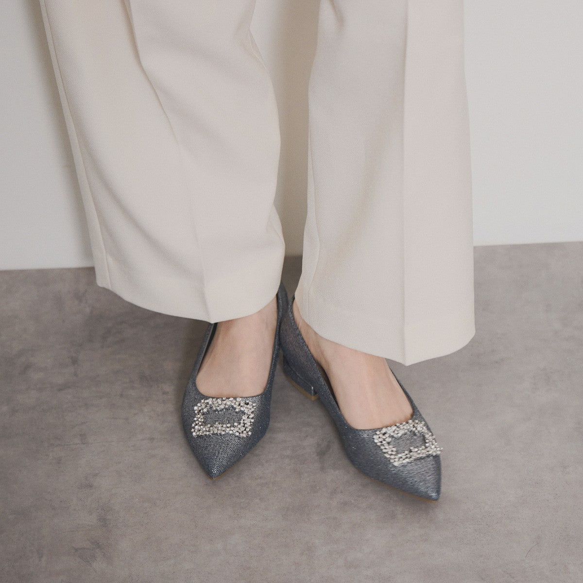 【SALE】スクエアビジューモチーフパンプス/554102