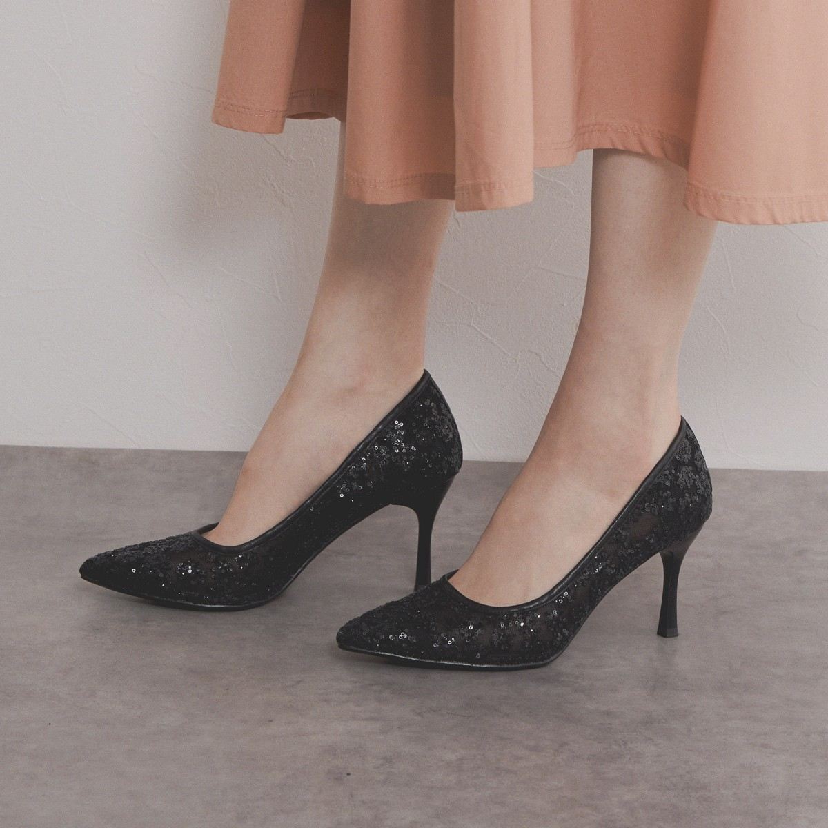 【SALE】チュールヒールパンプス/554103