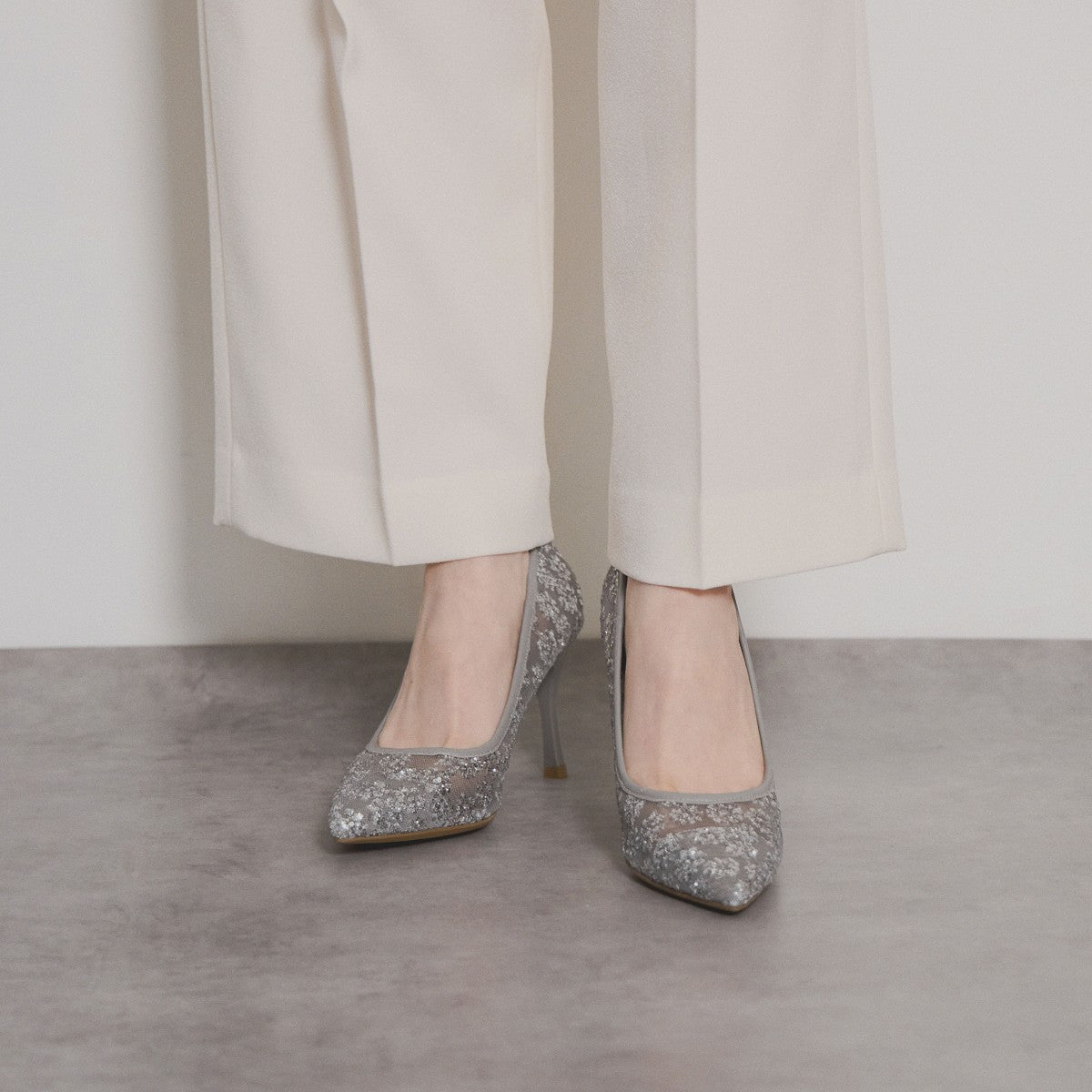 【SALE】チュールヒールパンプス/554103