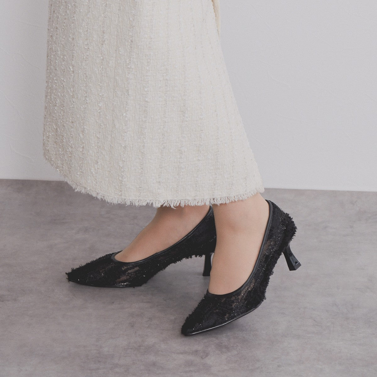 【SALE】フリンジチュールパンプス/554108