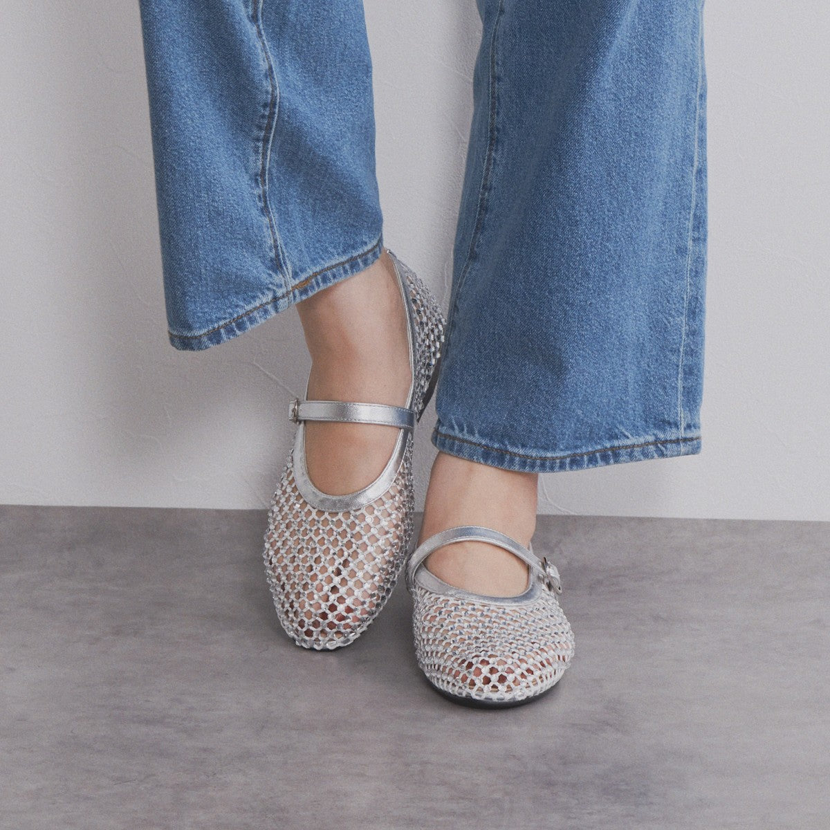 【SALE】ラインストーン付きメッシュパンプス/554110