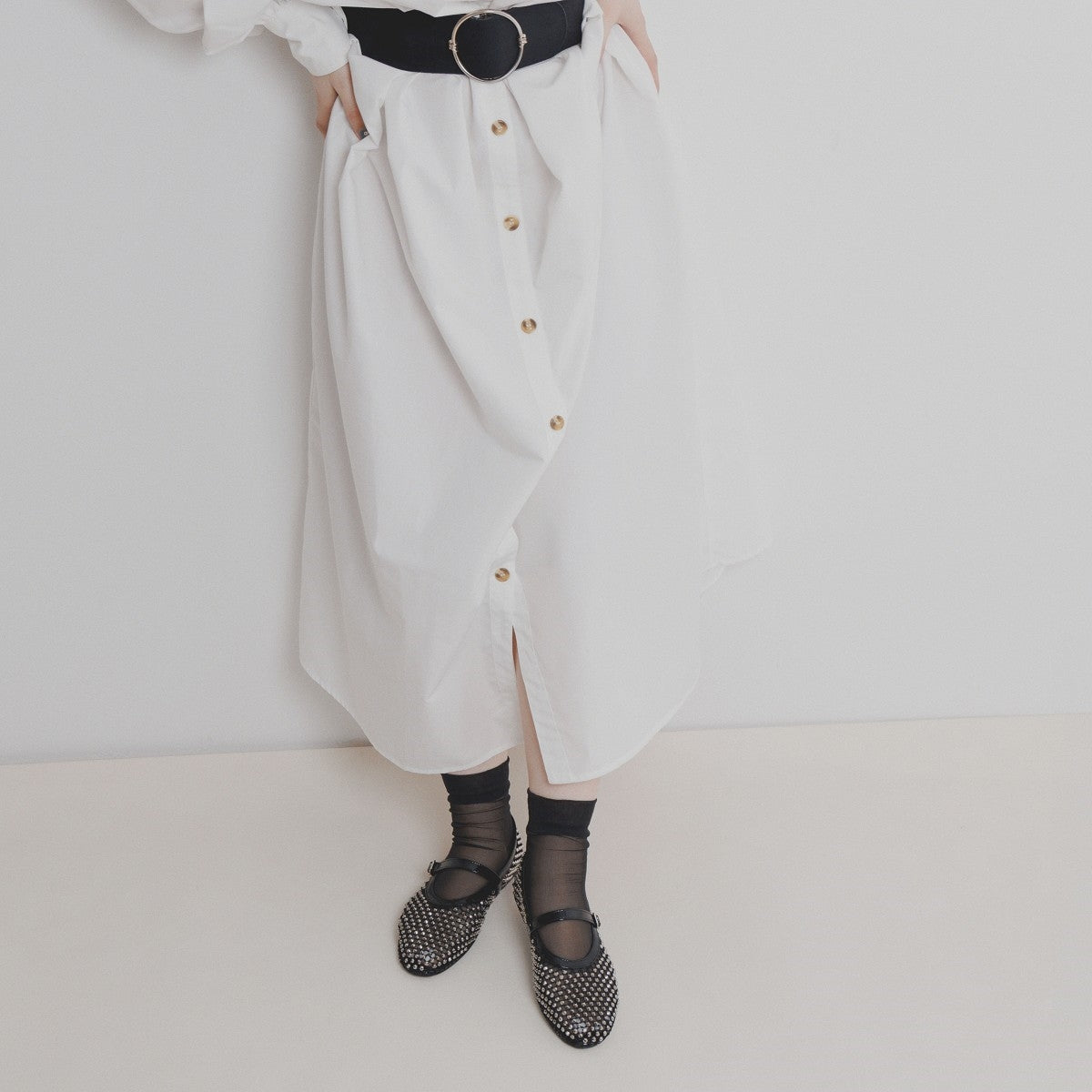 【SALE】ラインストーン付きメッシュパンプス/554110