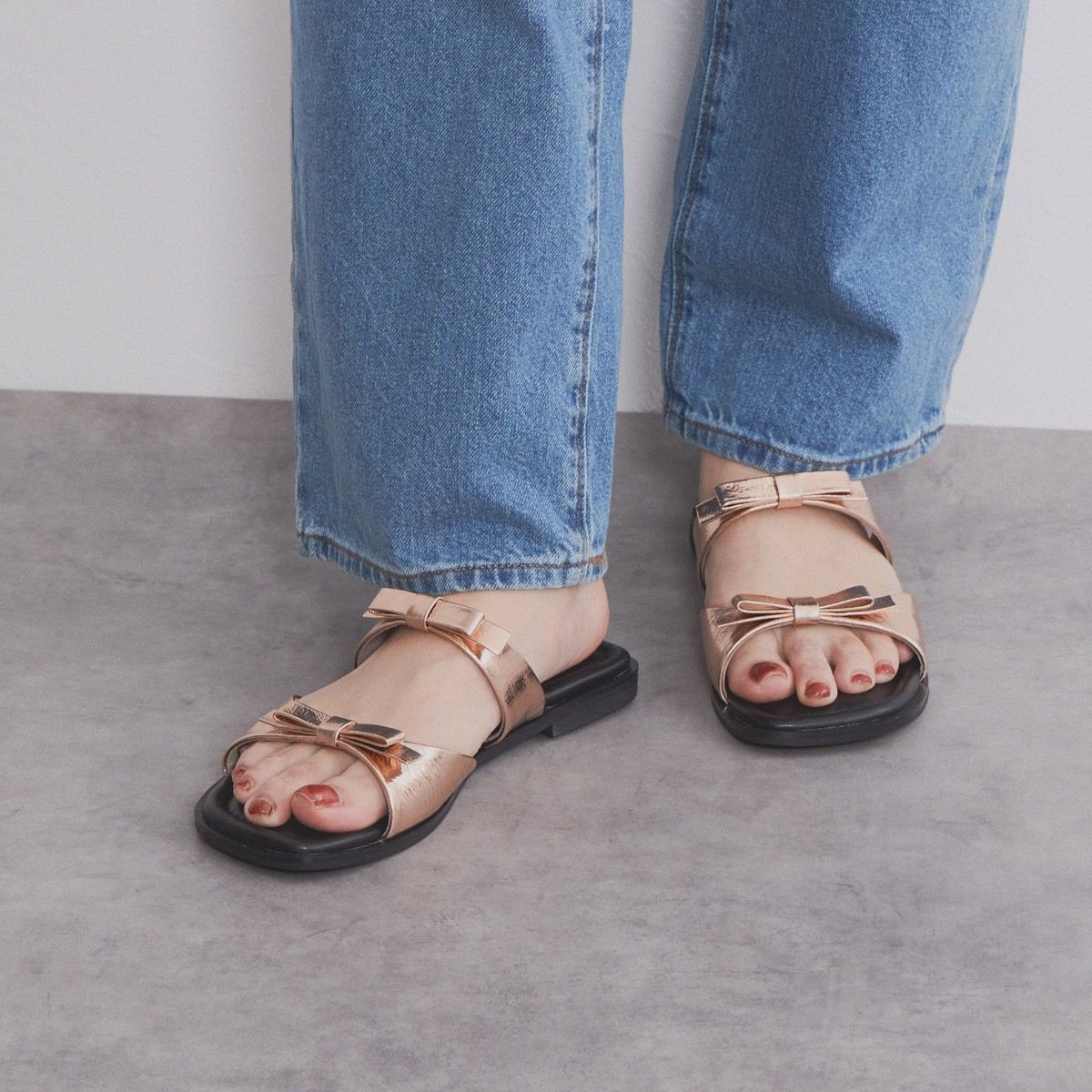 【SALE】ダブルリボンミュールサンダル/554203