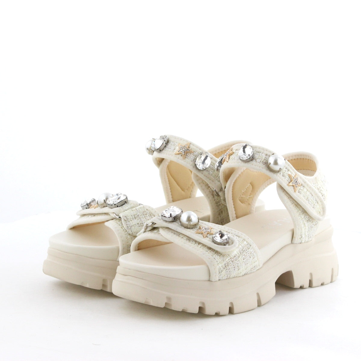 【SALE】カラービジュー厚底スポーツサンダル/554207