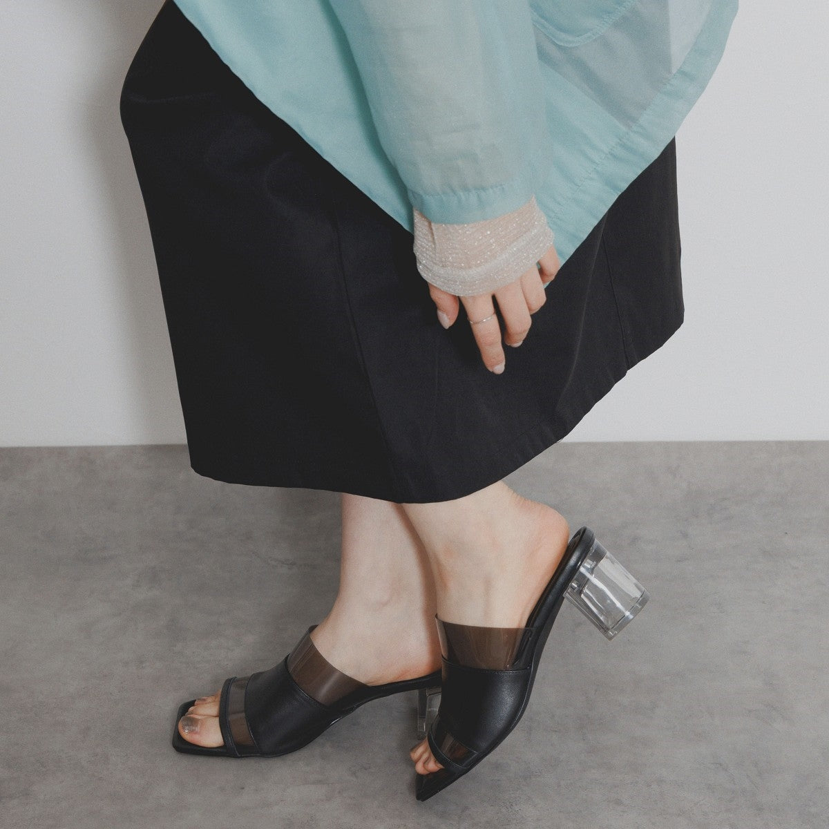 【SALE】PVCクリアヒールミュールサンダル/554215
