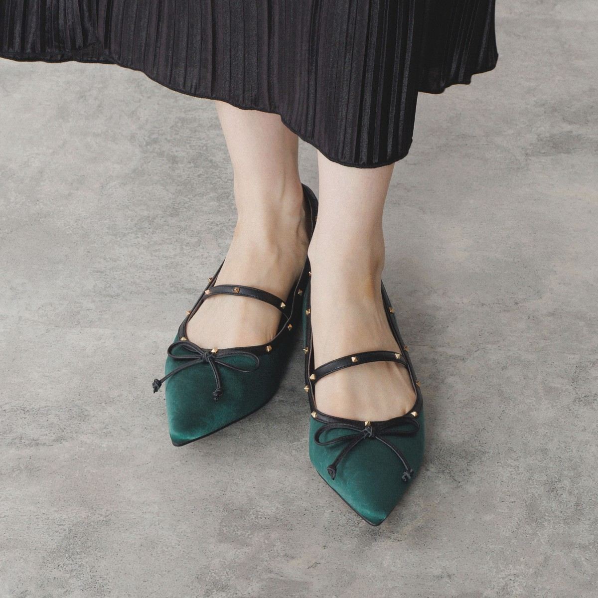 【SALE】スタッズ×リボンメリージェーンパンプス/554301
