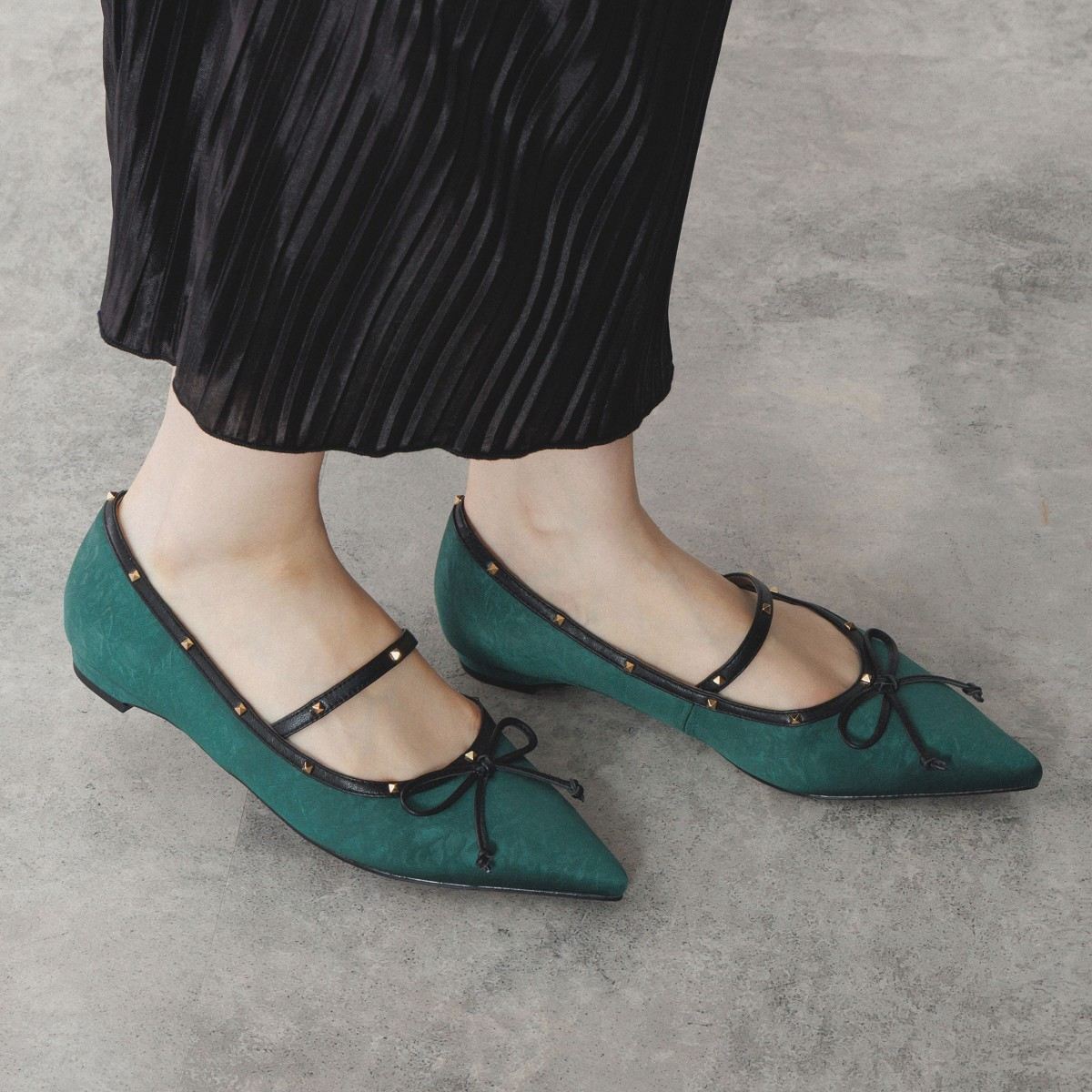 【SALE】スタッズ×リボンメリージェーンパンプス/554301