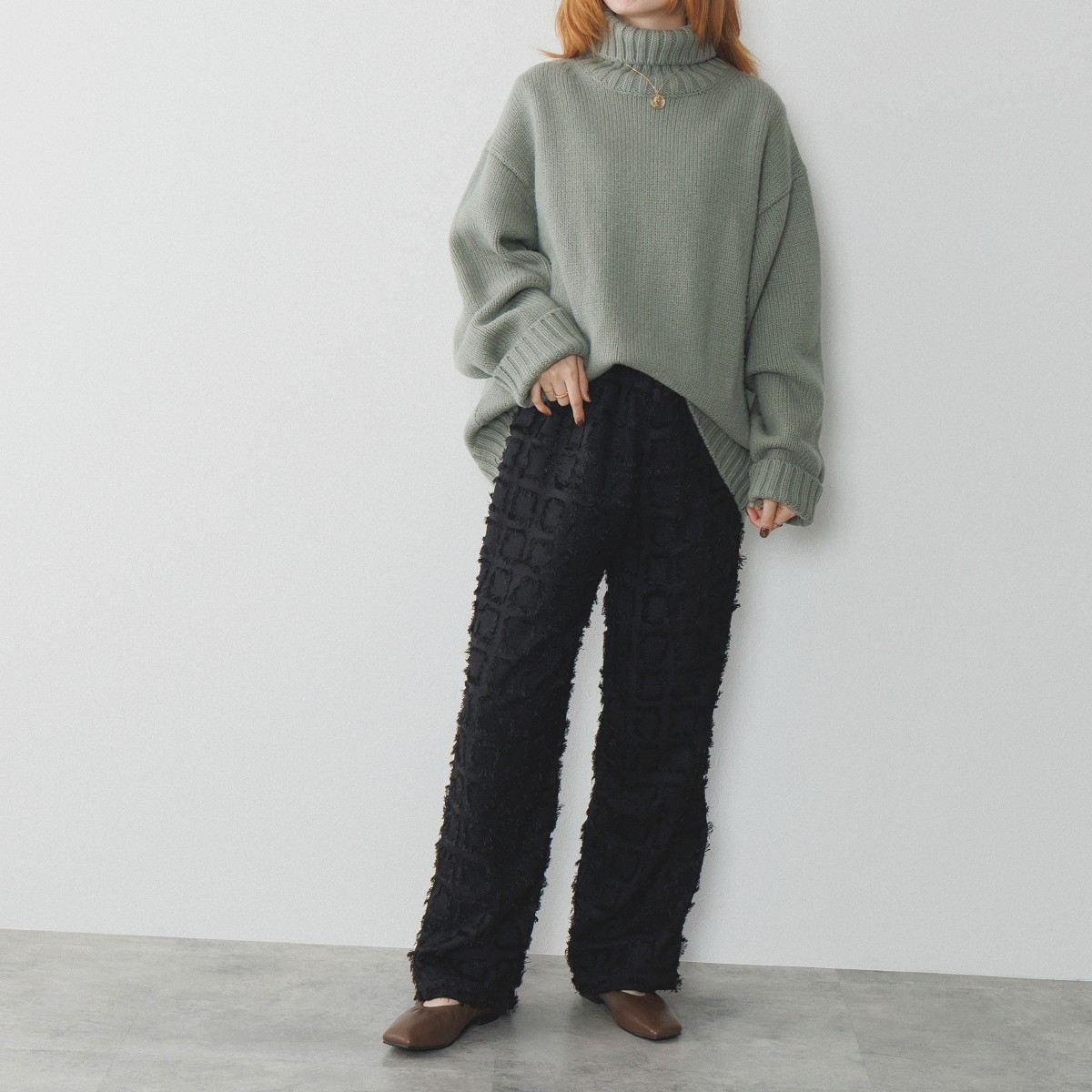 【25AW】スクエアトゥシャーリングフラットパンプス/554307