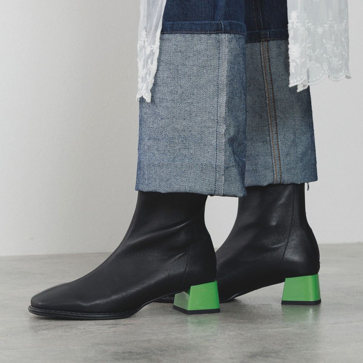 【25AW】バイカラーヒールストレッチブーツ/ 554417