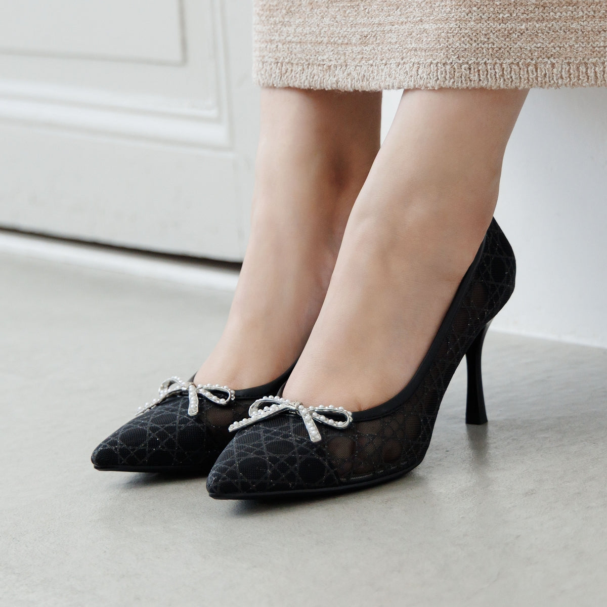 【26SS】ビジューリボングリッターチュールパンプス/564102