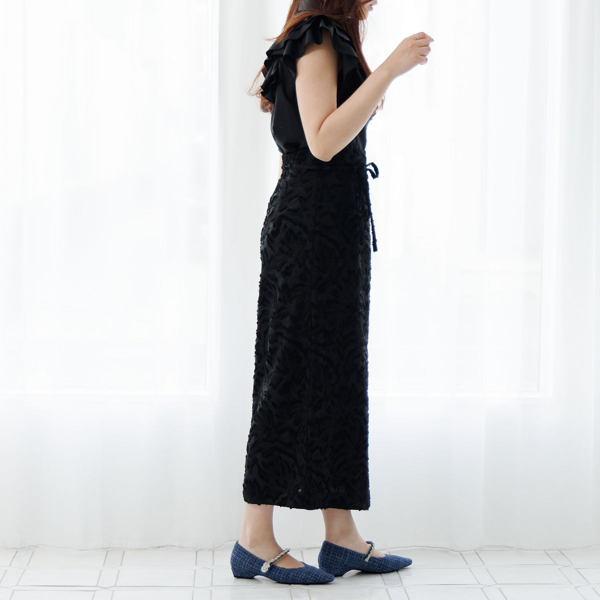 【26SS】ビジューストラップツィードパンプス/564106