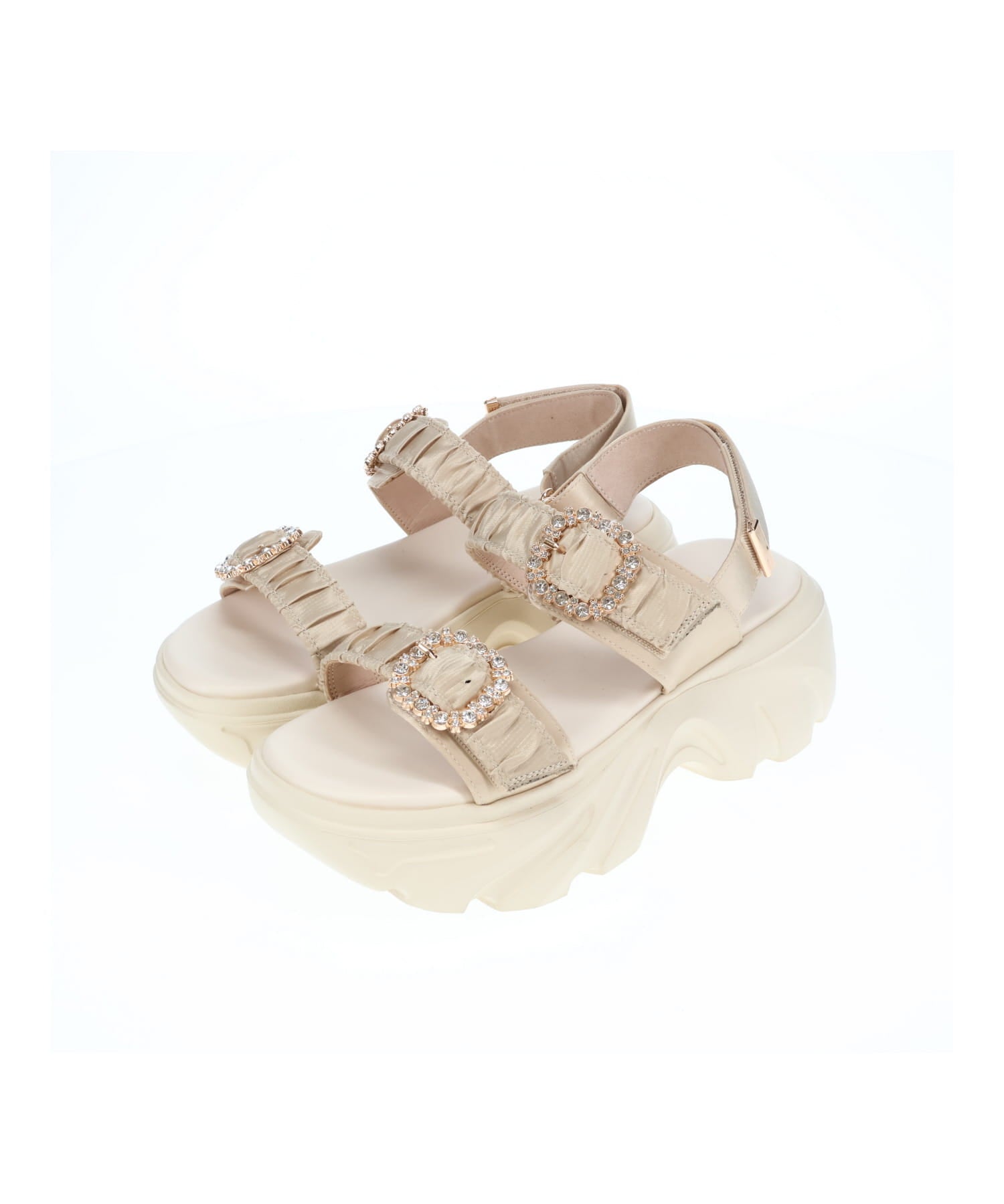 《予約/5月上旬入荷予定》ビジューバックルダブルベルトサンダル/564206