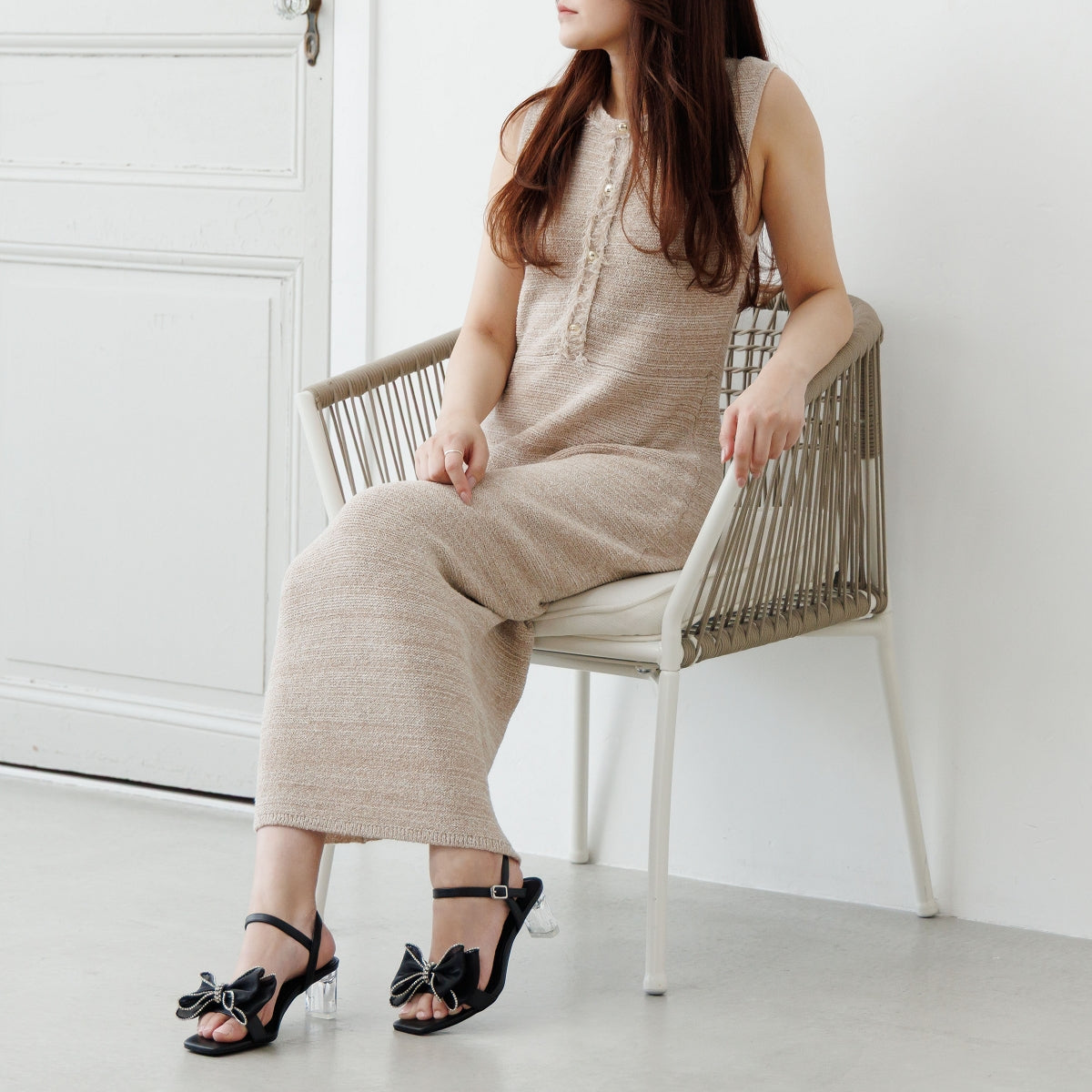 【26SS】2WAYリボンクリアヒールサンダル/564209