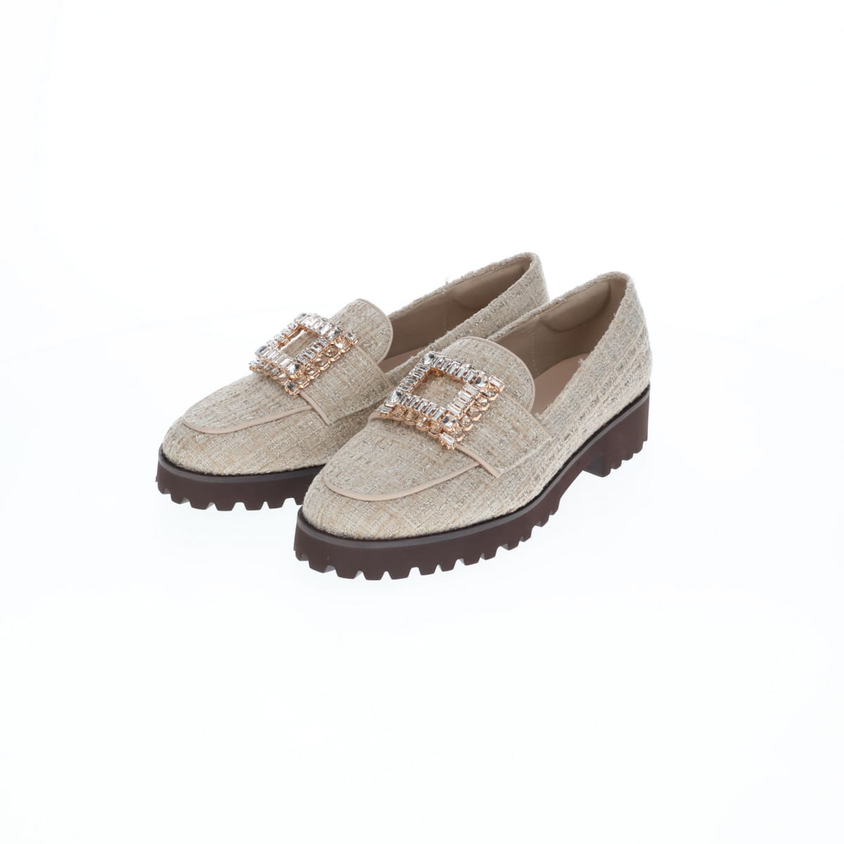 《予約/9月下旬入荷予定》【26AW】ビジューバックルトラックソールローファー/564303