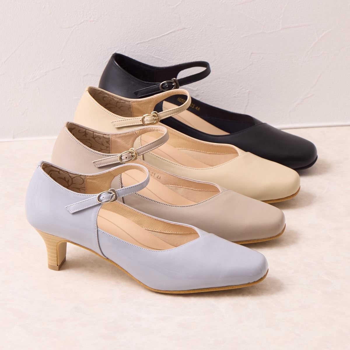 【快適ウォークパンプス】5㎝ヒールストラップパンプス/605002