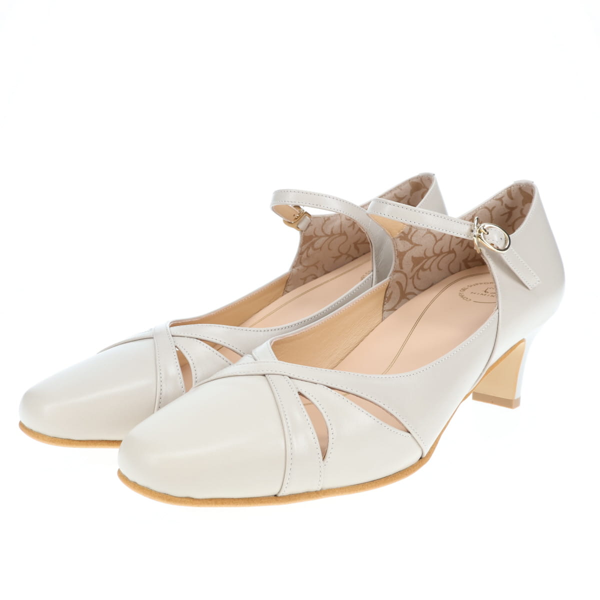 【26SS新色追加/快適ウォークパンプス】5㎝ヒールカットワークストラップパンプス/605005