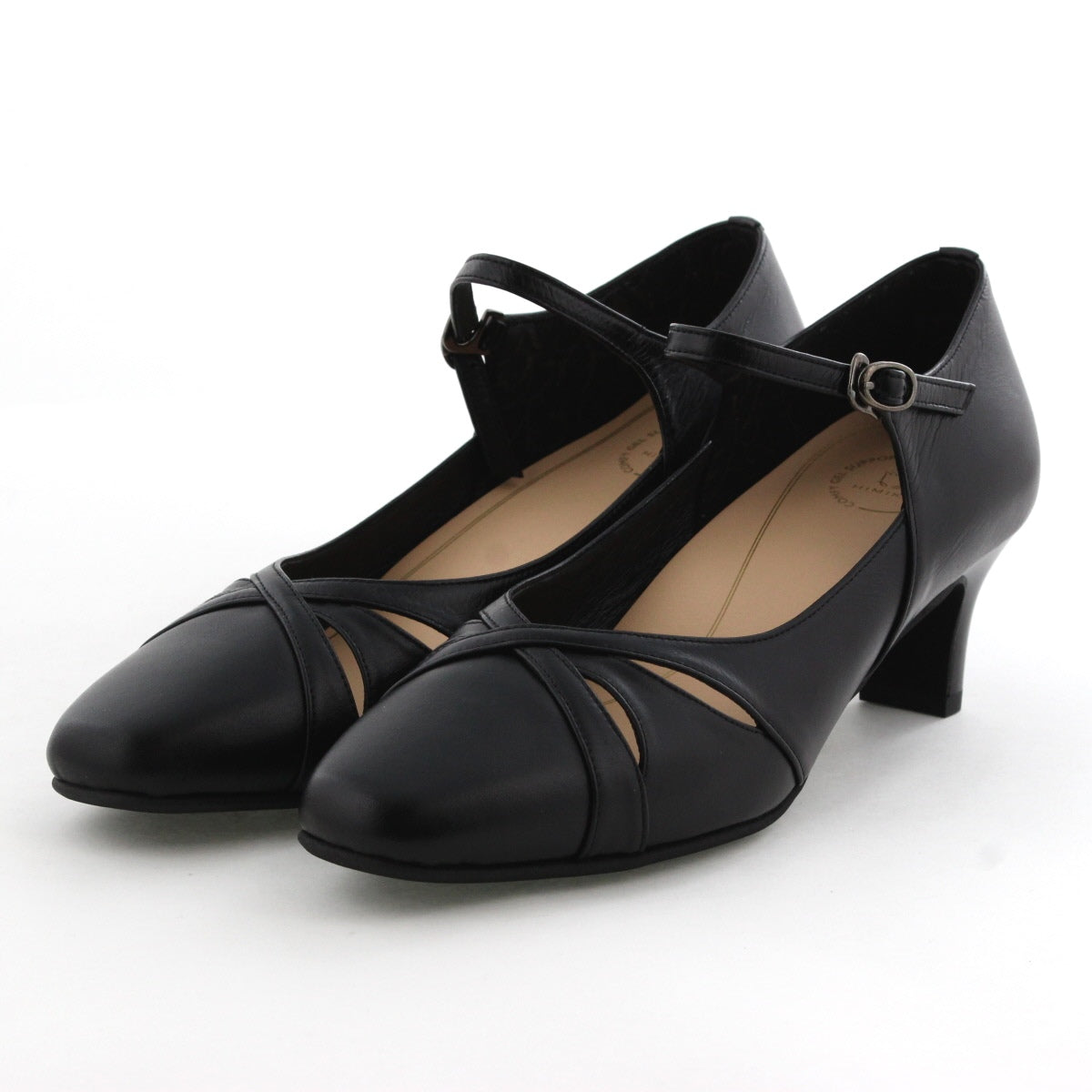 【26SS新色追加/快適ウォークパンプス】5㎝ヒールカットワークストラップパンプス/605005