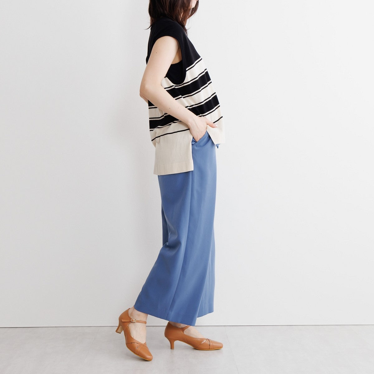 【26SS新色追加/快適ウォークパンプス】5㎝ヒールカットワークストラップパンプス/605005