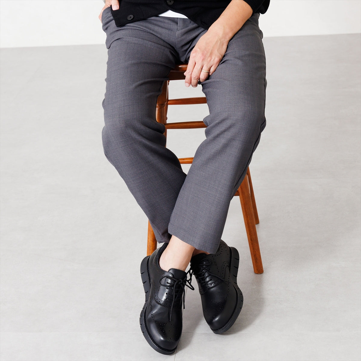 【26AW】【瞬間フィット】メンズハンズフリーウィングチップオックスフォード/607103