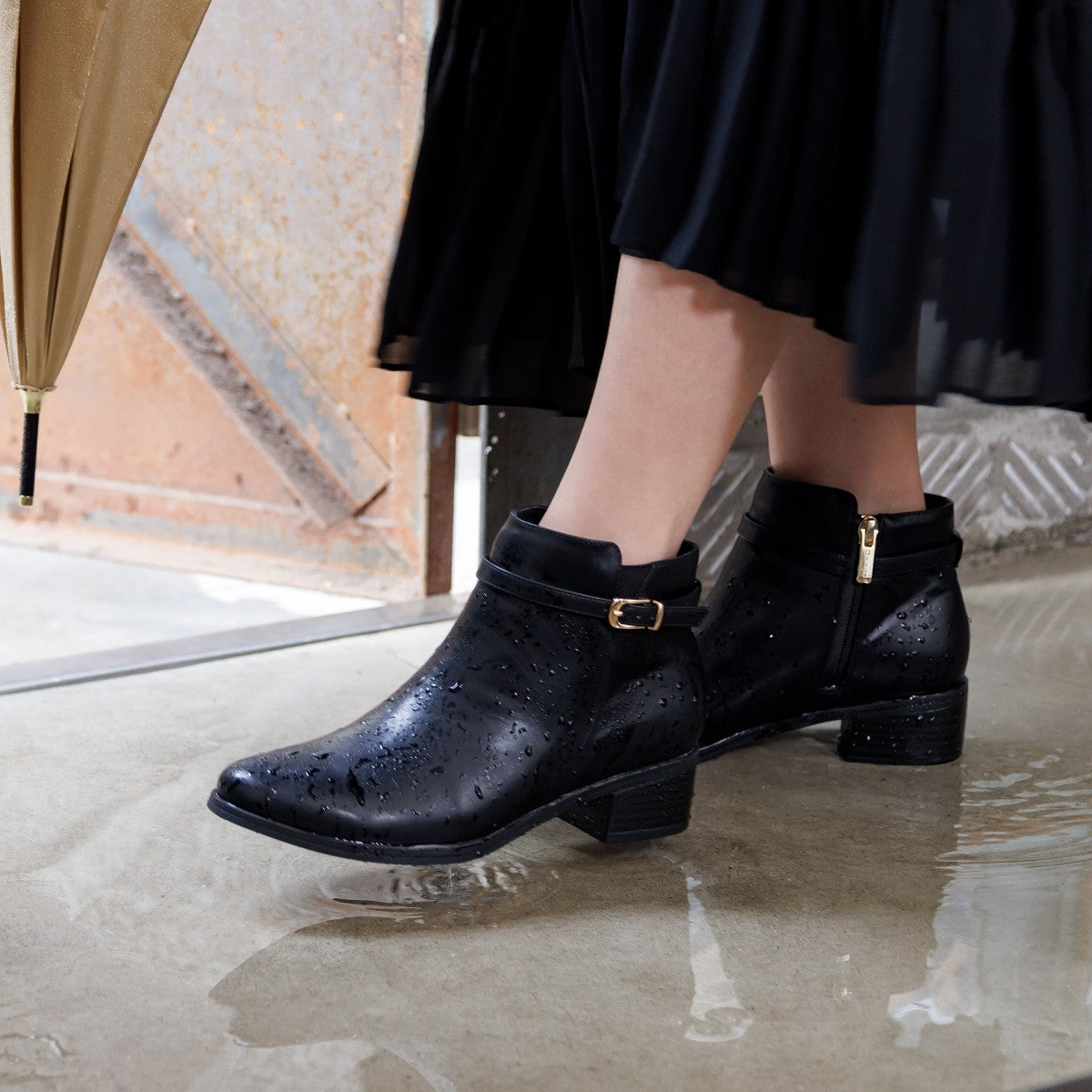 【耐水】ベルトデザインレインブーツ/634401