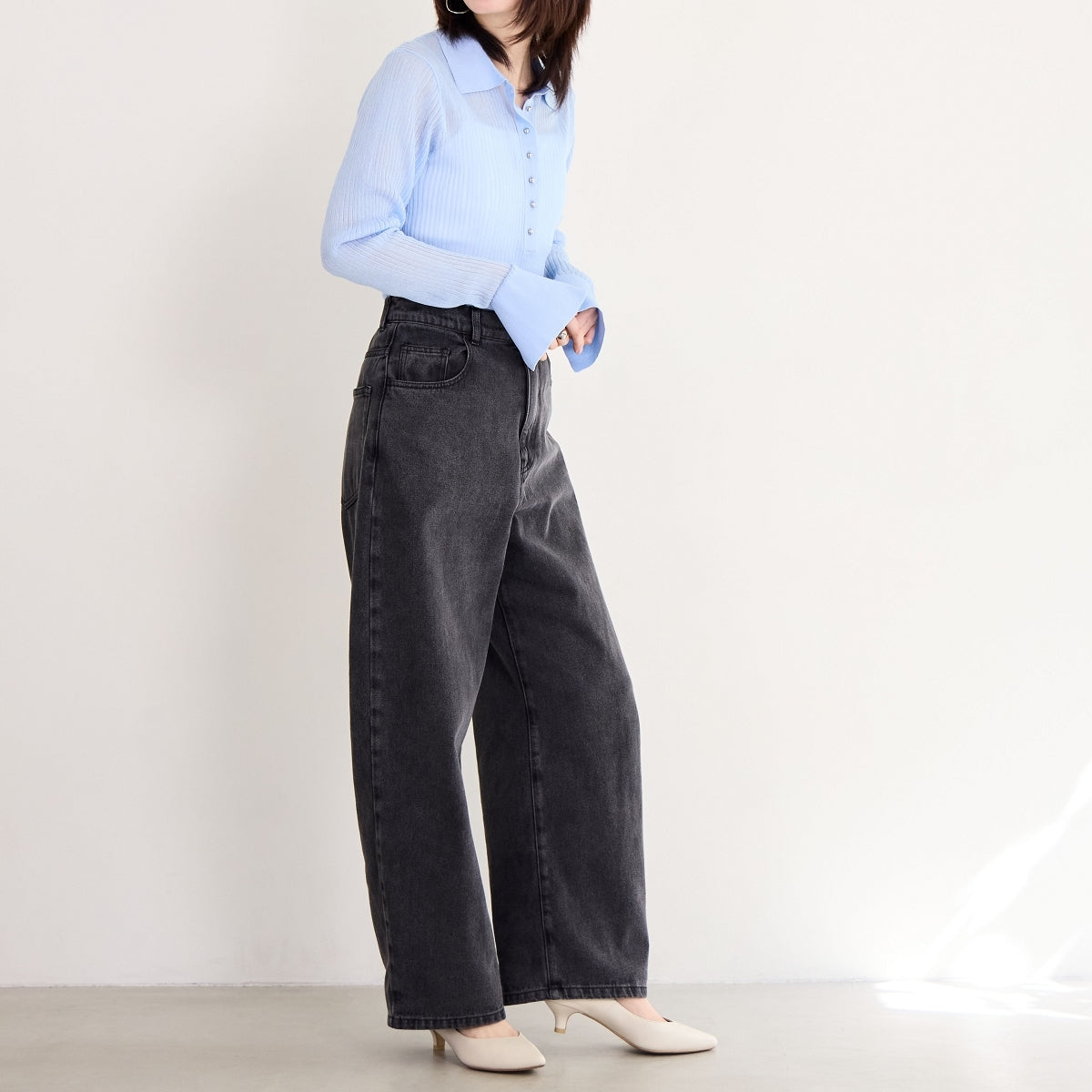 【WEB限定デザイン/再入荷】アシンメトリーポインテッドトゥパンプス/640002