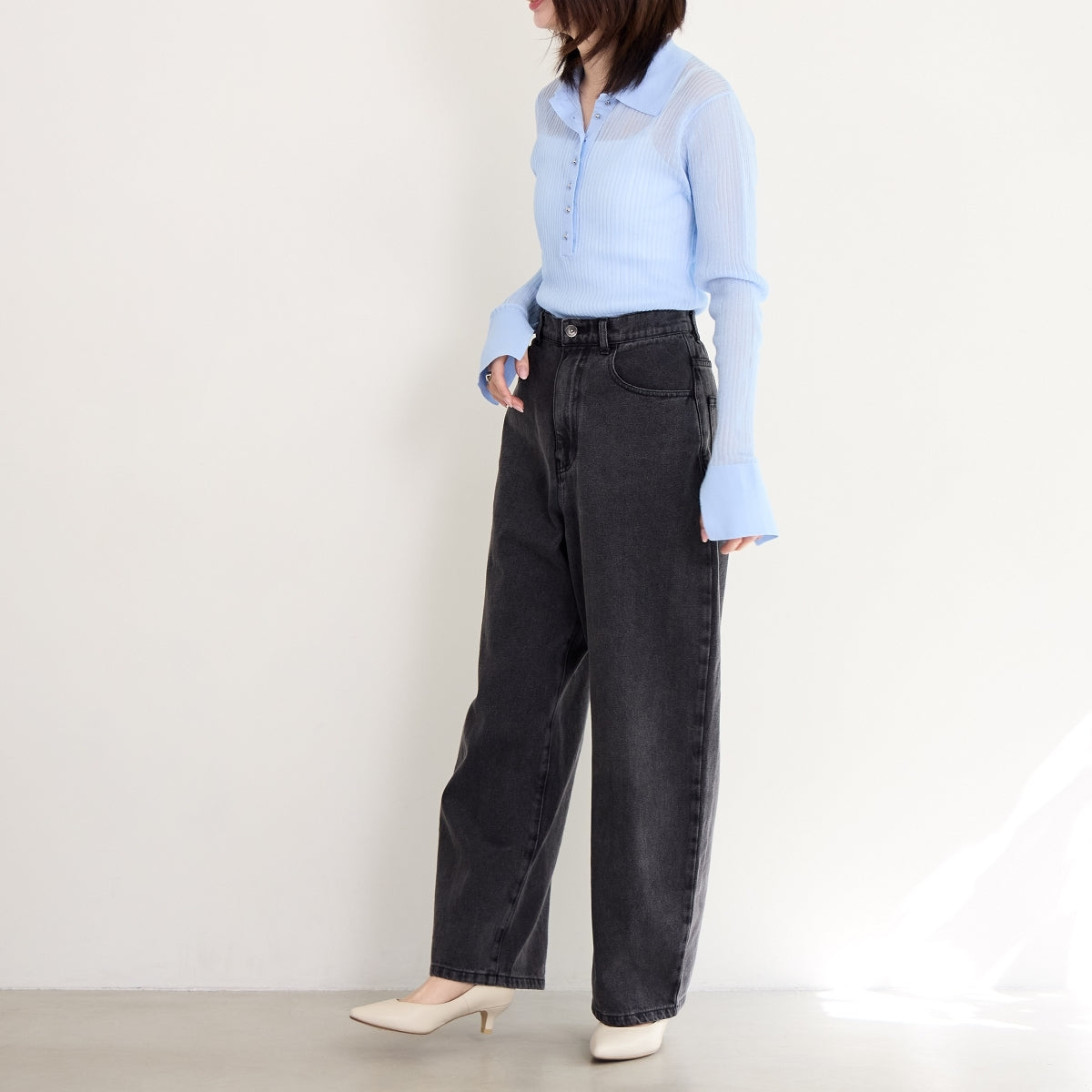 【WEB限定デザイン】アシンメトリーポインテッドトゥパンプス/640002