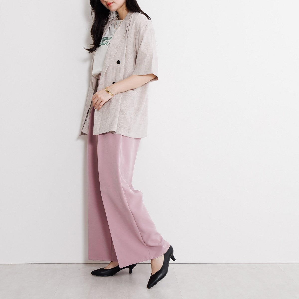 【WEB限定デザイン/再入荷】アシンメトリーポインテッドトゥパンプス/640002