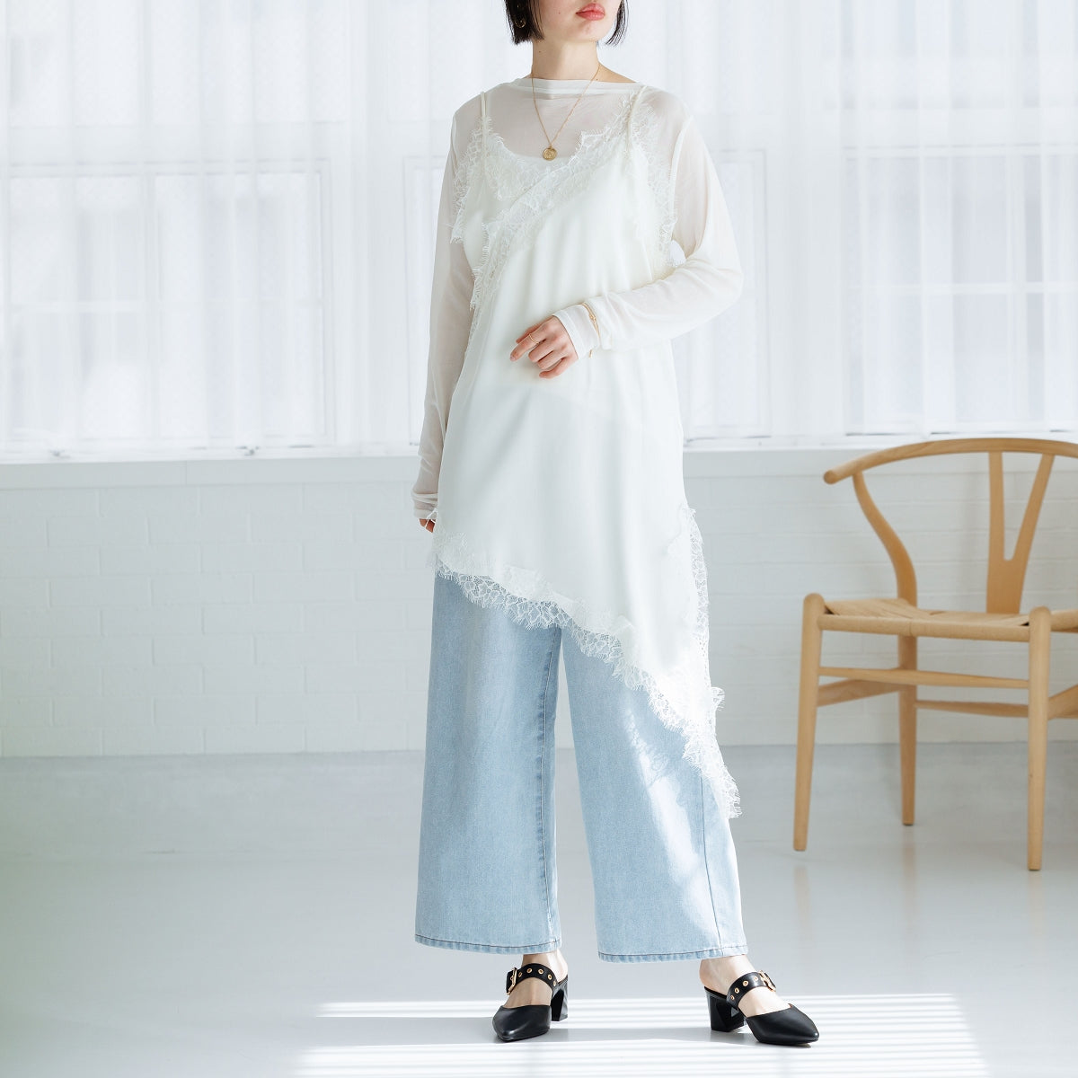 【26SS/WEB限定デザイン】メタルアクセントミュールパンプス/640012