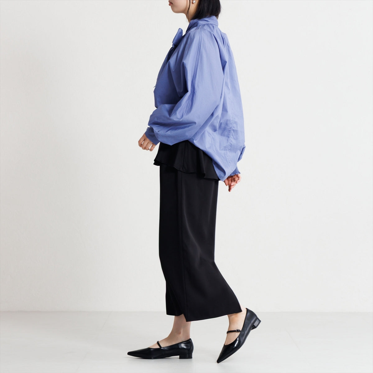 【26SS/WEB限定デザイン】配色ヒールストラップフラットパンプス/640016