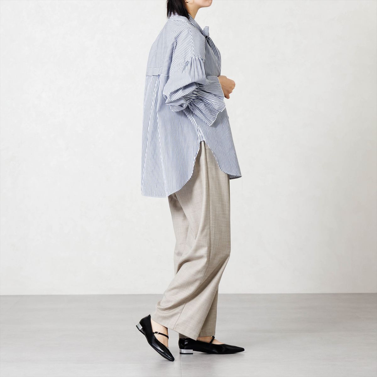 【26AW/WEB限定デザイン】配色ヒールストラップフラットパンプス/640016