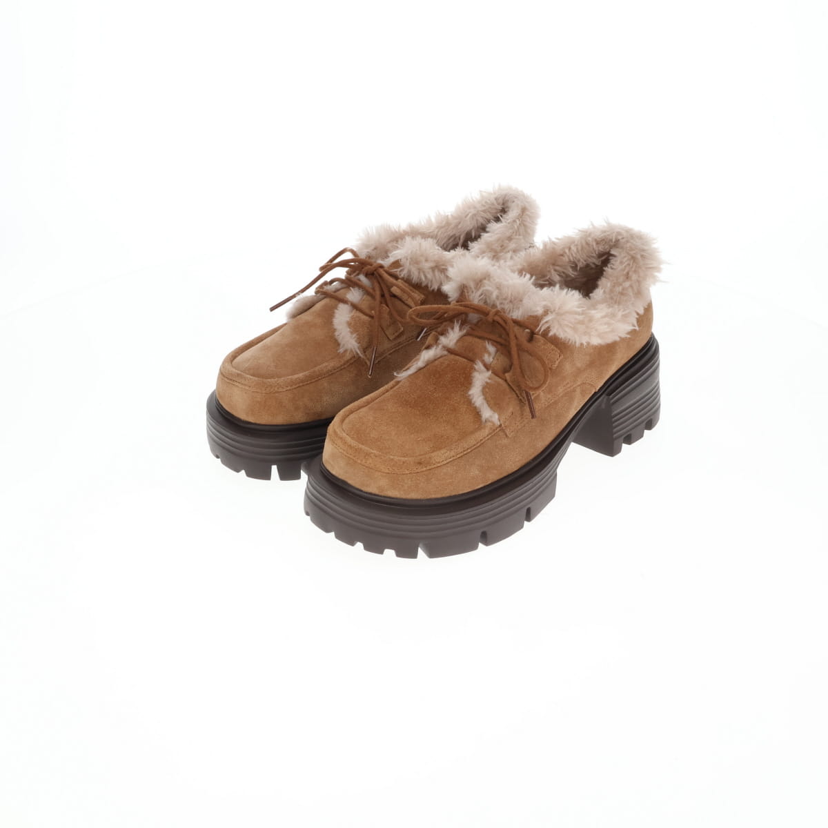 【26AW/WEB限定デザイン】ファーデザインレースアップシューズ/640019