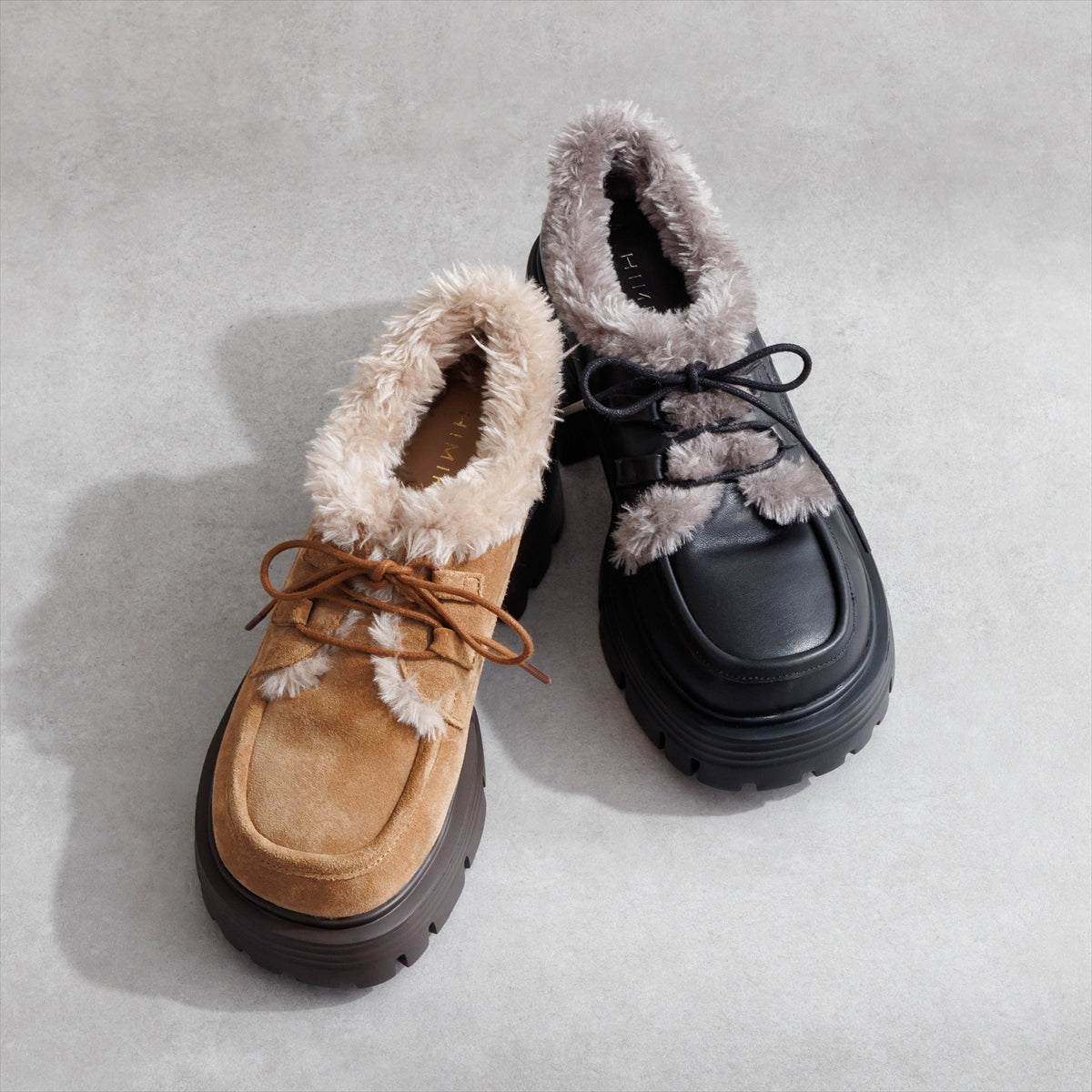 【26AW/WEB限定デザイン】ファーデザインレースアップシューズ/640019