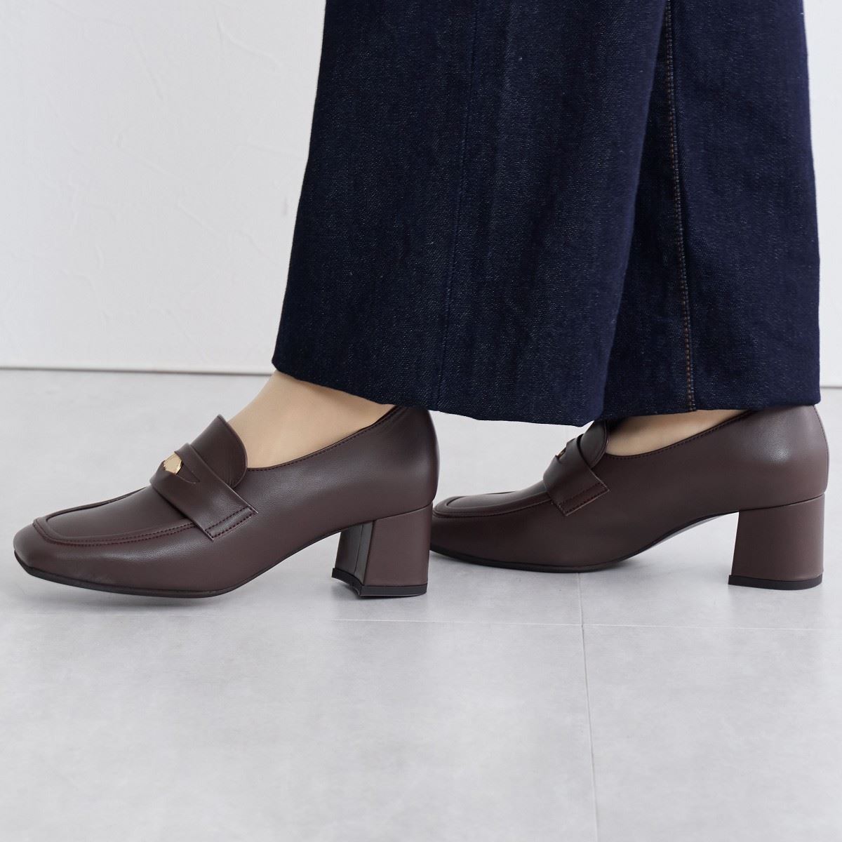 【SALE】コインディティールヒールローファー/641315