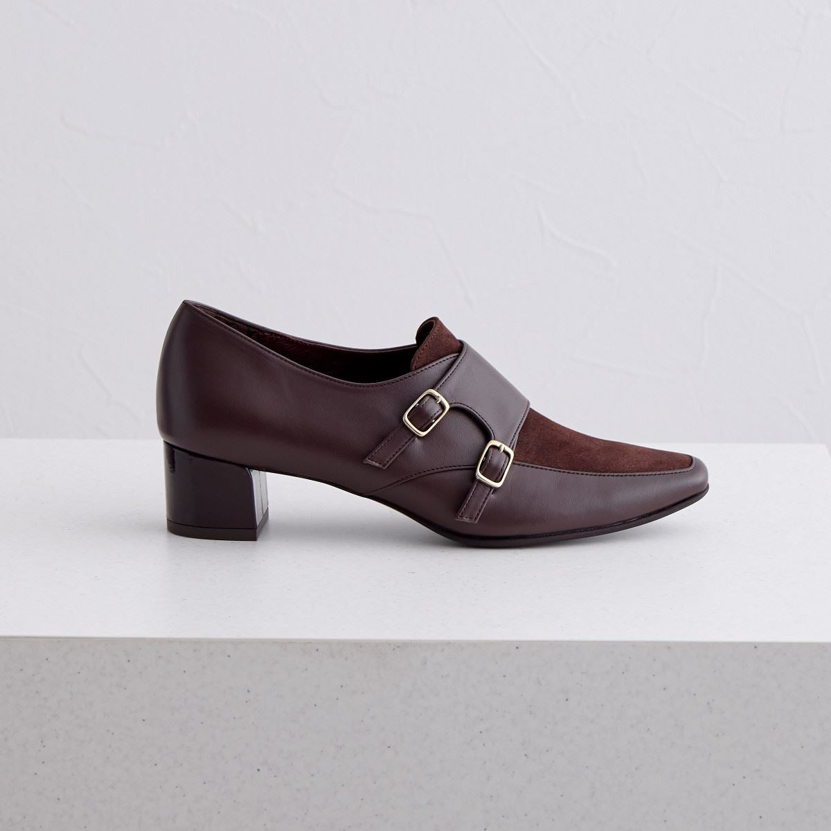 美品　GUCCIスエードダブルモンクストラップシューズ　ブラウン　8 1/2 trim_ofkss_itemb1f6c02461a811e