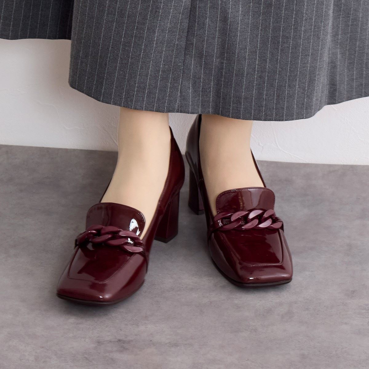 【SALE】チェーンモチーフヒールローファー/641324
