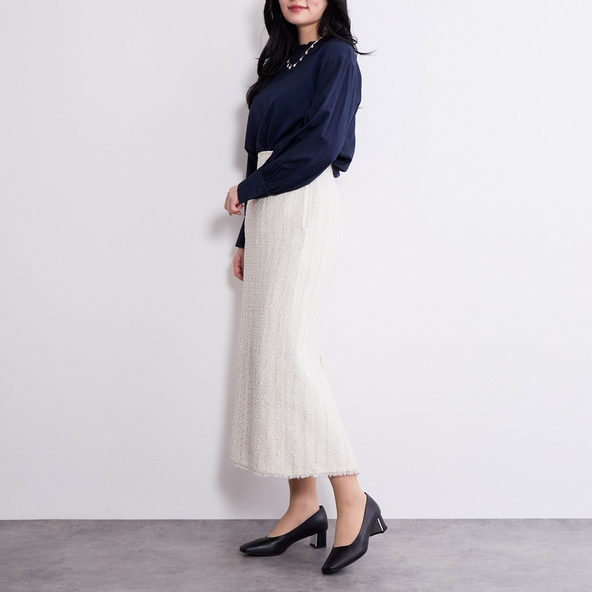 【SALE】スクエアトゥメタルプレートヒールパンプス/651112