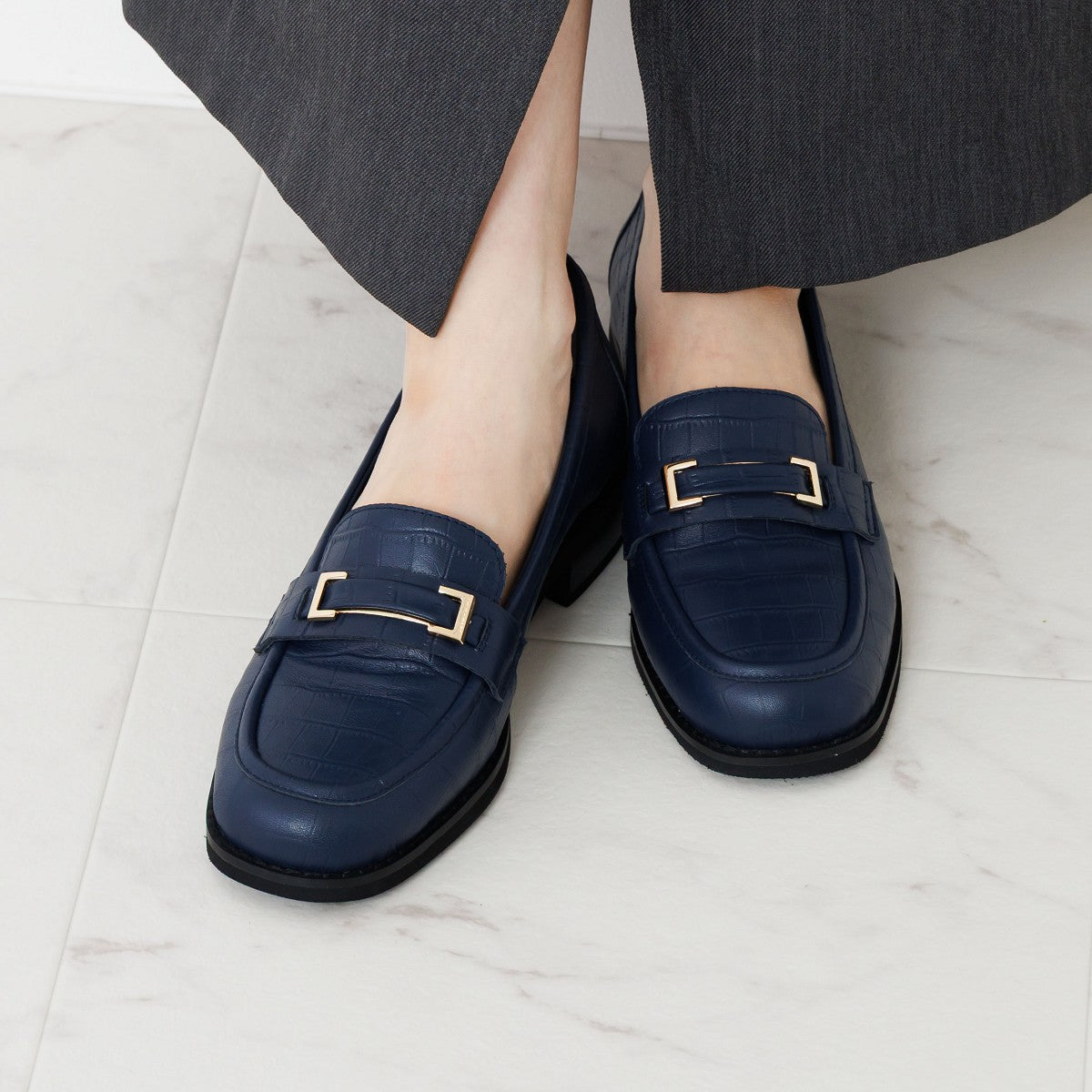 【特別価格】スクエアメタルパーツローファー/651327