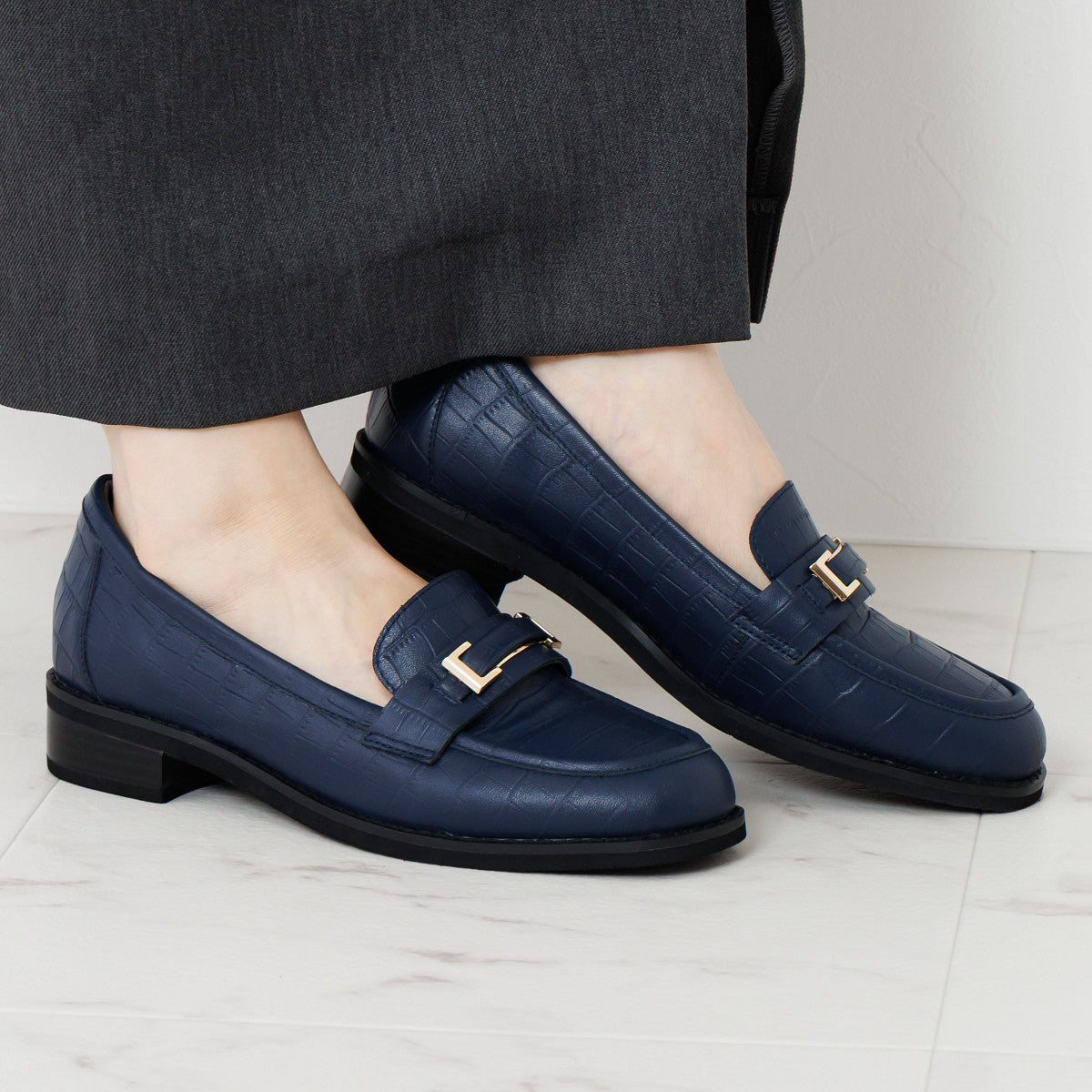 【特別価格】スクエアメタルパーツローファー/651327