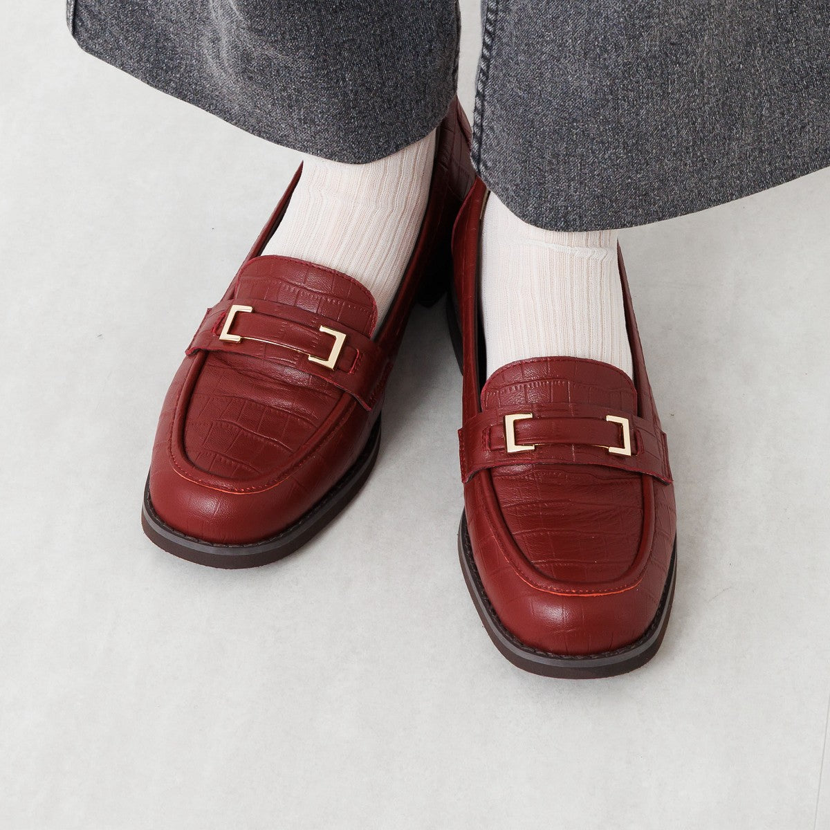 【特別価格】スクエアメタルパーツローファー/651327