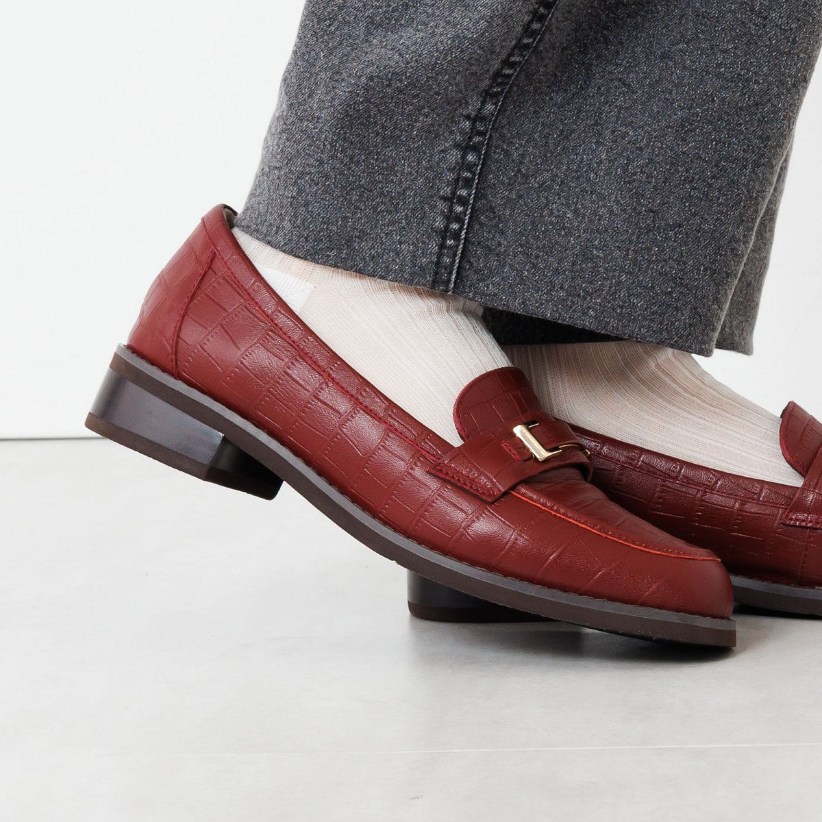 【特別価格】スクエアメタルパーツローファー/651327