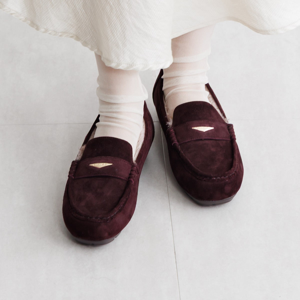 極美品✨HIMIKO ふわふわモカシン【25.5】撥水 シープレザー ブラック ヒミコ 卑弥呼 ふわふわモカシン/641319 （ブラック） -靴