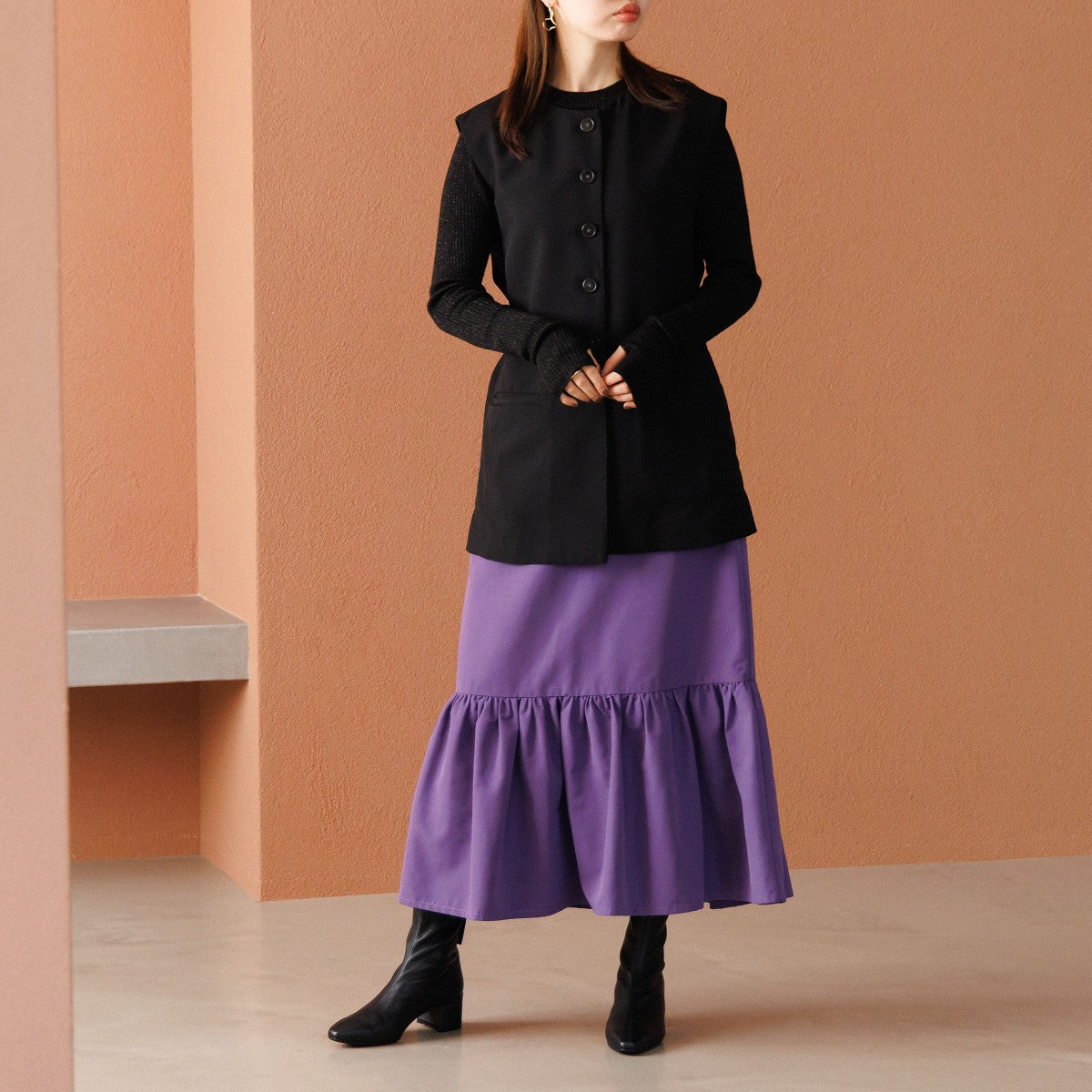 【25AW】バックジップヒールストレッチブーツ/651404