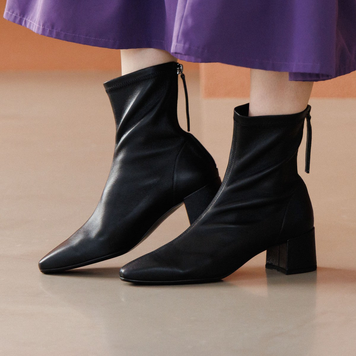 【25AW】バックジップヒールストレッチブーツ/651404