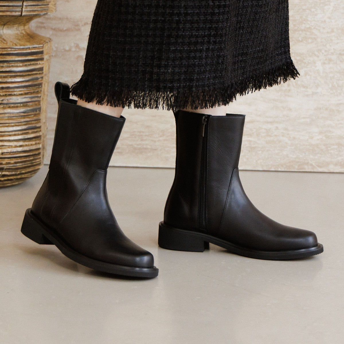 【25AW】サイドジップミドルブーツ/651414