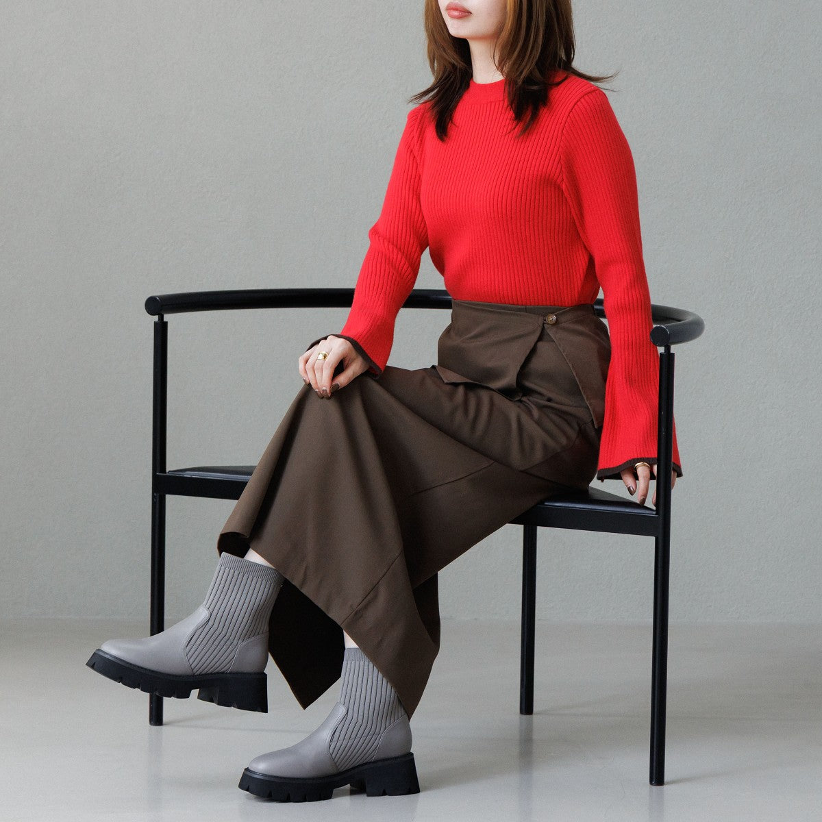 【25AW】トラックソールリブニットブーツ/651419